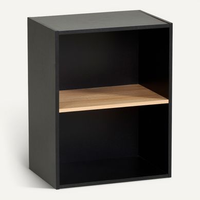 Etagère 2 cases POYANG 3 Noir et imitation chêne Etagère 2 cases POYANG 3 Noir et imitation chêne vue 3/4