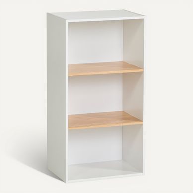 Etagère 3 cases POYANG 3 Blanc et imitation chêne Etagère 3 cases POYANG 3 Blanc et imitation chêne vue 3/4