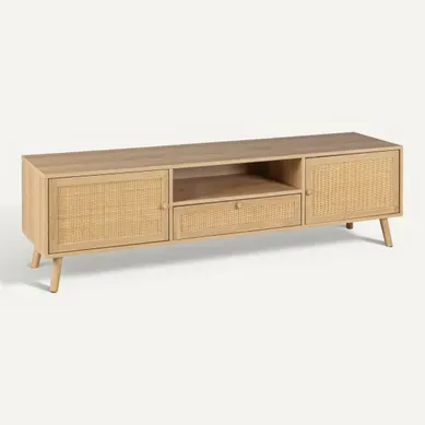 Meuble TV BEA naturel 160cm vue 3/4