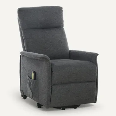 Fauteuil relax releveur électrique FRANCOIS tissu gris Fauteuil relax releveur électrique FRANCOIS tissu gris vue 3/4