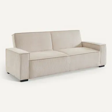 Banquette 3 places JILL tissu beige Banquette 3 places JILL tissu beige vue 3/4