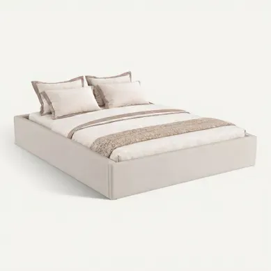 Lit coffre 140x190 cm tissu gris PARMA Lit coffre 140x190 cm tissu gris PARMA vue 3/4