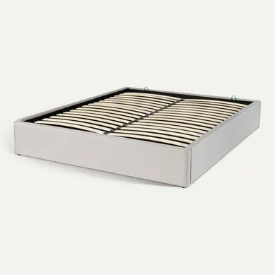Lit coffre 160x200 cm tissu gris PARMA Lit coffre 160x200 cm tissu gris PARMA vue 3/4