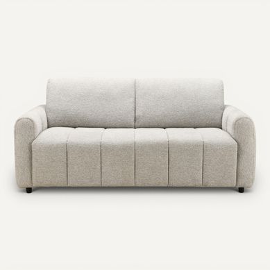 Canapé convertible express 3 places MYLODIE tissu gris matelas 12 cm vue de face
