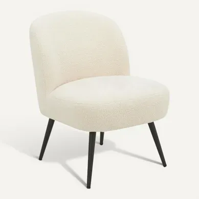 Fauteuil DAHLIA tissu blanc vue 3/4