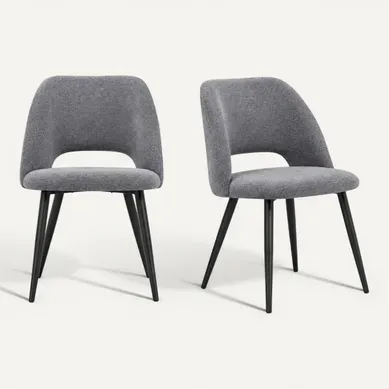 Lot de 2 chaises GABRIELE en tissu gris vue 3/4