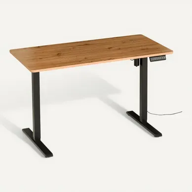 Bureau assis / debout LOUIS Imitation chêne et noir Bureau assis / debout LOUIS Imitation chêne et noir vue 3/4