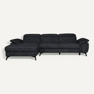 Canapé angle relax méridienn g NEWPORT III tissu noir vue de face
