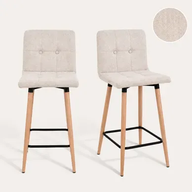 Lot de 2 tabourets de bar H. 63 cm MEVIK beige vue 3/4