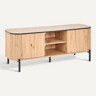 Meuble TV L. 140 cm ADRIAN Imitation chêne Meuble TV L. 140 cm ADRIAN Imitation chêne vue 3/4
