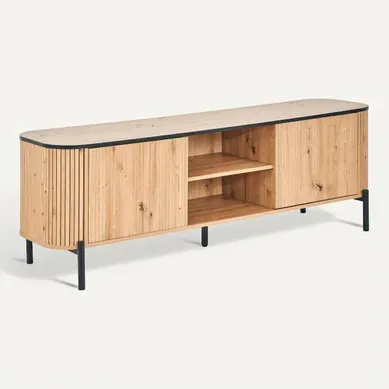 Meuble TV L. 160 cm ADRIAN Imitation chêne Meuble TV L. 160 cm ADRIAN Imitation chêne vue 3/4