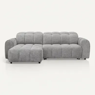 Canapé relax électrique CHARLES II méridienne gauche gris clair vue de face