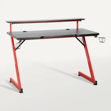 Bureau gamer CODE 2 noir et rouge Bureau gamer CODE 2 noir et rouge vue 3/4