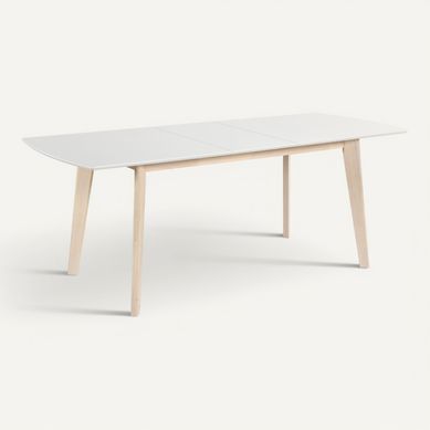 Table extensible L160-200 cm MALENA scandinave blanc vue 3/4
