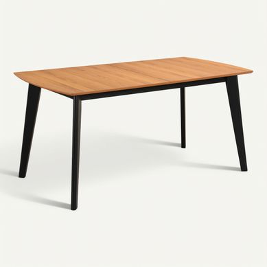 Table extensible L120-160 cm MALENA scandinave bois et noir Table extensible L120-160 cm MALENA scandinave bois et noir vue 3/4