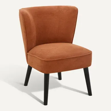 Fauteuil HARRY III tissu velours terracotta Fauteuil HARRY III tissu velours terracotta vue 3/4