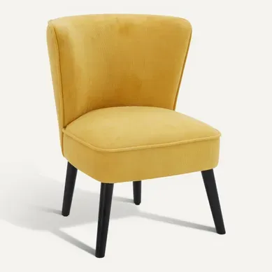 Fauteuil HARRY III tissu velours jaune Fauteuil HARRY III tissu velours jaune vue 3/4