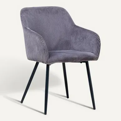 Fauteuil velours HONORE Gris Fauteuil velours HONORE Gris vue 3/4