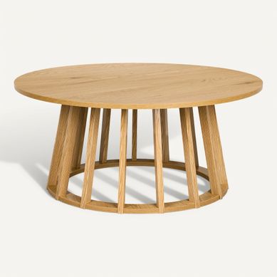 Table basse Ø 80 cm ZENIA Imitation chêne vue 3/4