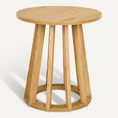 Bout de canapé Ø 40 cm ZENIA Imitation chêne vue 3/4