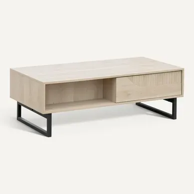 Table basse VALENTINE imitation chêne clair et noir Table basse VALENTINE imitation chêne clair et noir vue 3/4