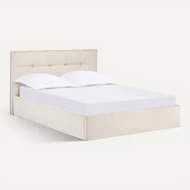 Lit coffre 160x200 cm tissu velours beige CORALIE Lit coffre 160x200 cm tissu velours beige CORALIE vue 3/4