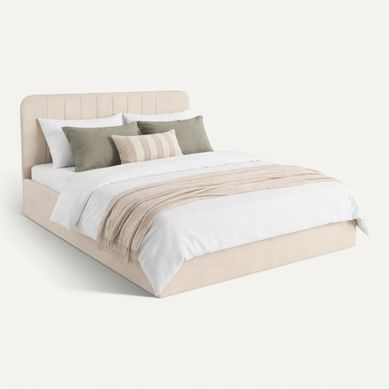 Lit coffre 140x190 cm velours beige ANNA Lit coffre 140x190 cm velours beige ANNA vue 3/4