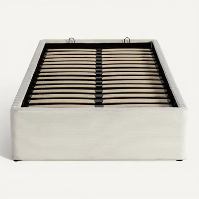 Lit coffre 90x190 cm côtelé beige PARMA vue de face