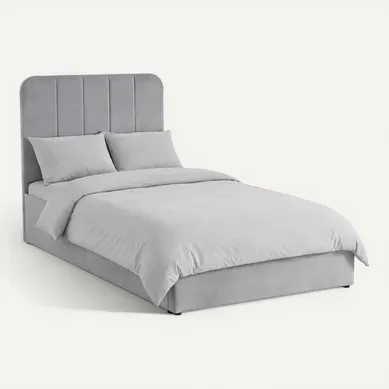 Lit coffre 90x190 cm velours gris ANNA Lit coffre 90x190 cm velours gris ANNA vue 3/4