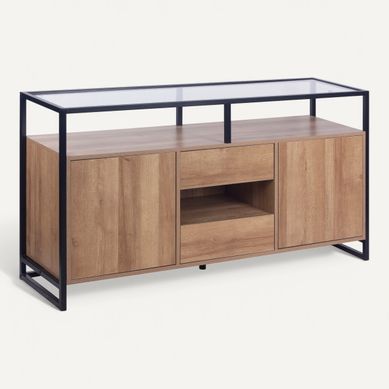 Buffet 2 portes L. 140 cm UTAH imitation chêne et noir Buffet 2 portes L. 140 cm UTAH imitation chêne et noir vue 3/4