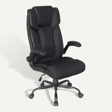 Fauteuil de bureau ergonomique réglable BODR tissu noir Fauteuil de bureau ergonomique réglable BODR tissu noir vue 3/4
