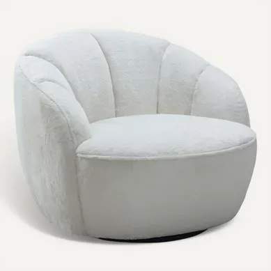 Fauteuil ROSALIE tissu blanc Fauteuil ROSALIE tissu blanc vue 3/4