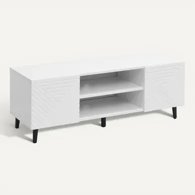 Meuble TV L. 112 cm SAMMY Blanc Meuble TV L. 112 cm SAMMY Blanc vue 3/4