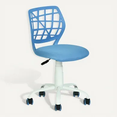 Chaise dactylo réglable SUZY tissu bleu Chaise dactylo réglable SUZY tissu bleu vue 3/4