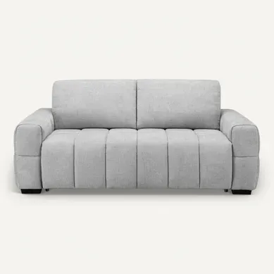 Canapé convertible 3 places MOREA tissu gris clair Canapé convertible 3 places MOREA tissu gris clair vue de face