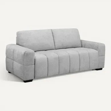 Canapé convertible 3 places MOREA tissu gris clair Canapé convertible 3 places MOREA tissu gris clair vue 3/4