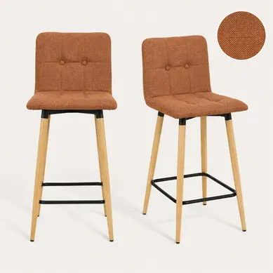 Lot de 2 tabourets de bar H. 63 cm MEVIK terracotta vue 3/4