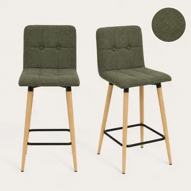 Lot de 2 tabourets de bar H. 63 cm MEVIK kaki vue 3/4