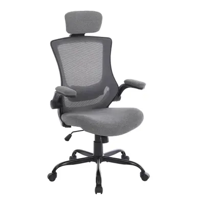 Fauteuil de bureau ergonomique gamer MERLON tissu gris Fauteuil de bureau ergonomique gamer MERLON tissu gris vue 3/4