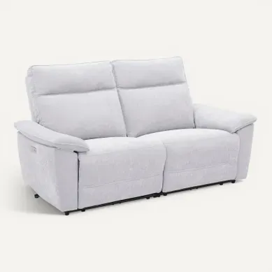Canapé 3 places 2 relax PLYMOUTH III tissu gris vue 3/4