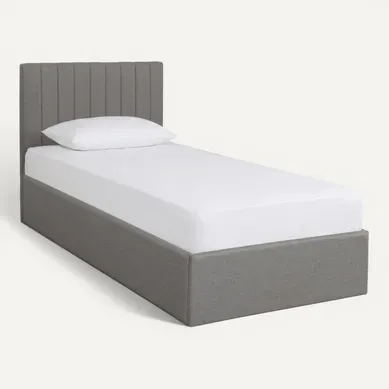 Lit coffre 90x190 cm SKY gris clair vue 3/4