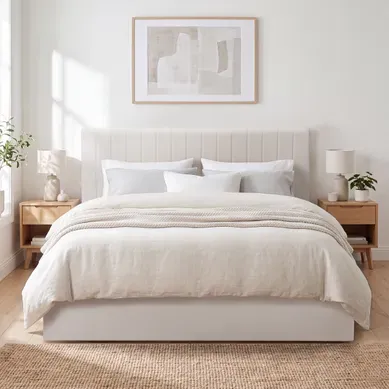 Lit coffre 160x200 cm SKY beige Lit coffre 160x200 cm SKY beige vue d'ambiance 1