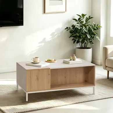 Table basse relevable ENORA Imitation chêne Table basse relevable ENORA Imitation chêne vue d'ambiance 1
