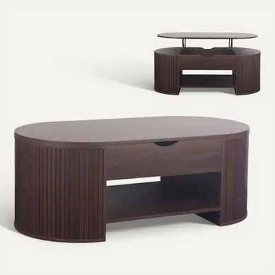 Table basse avec plateau relevable MISTI imitation noyer Table basse avec plateau relevable MISTI imitation noyer vue 3/4