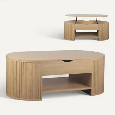 Table basse avec plateau relevable MISTI imitation chêne Table basse avec plateau relevable MISTI imitation chêne vue 3/4