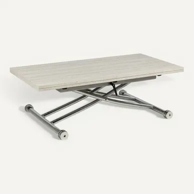 Table relevable 2 en 1 LILIAN Imitation travertin Table relevable 2 en 1 LILIAN Imitation travertin vue 3/4