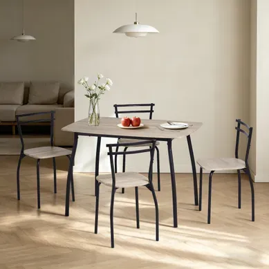 Coin repas table + 4 chaises RICK Imitation chêne / noir Coin repas table + 4 chaises RICK Imitation chêne / noir vue d'ambiance 1
