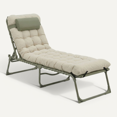 Chaise Longue Pliante Vert Sauge Avec Coussin Déperlant Chaise Longue Pliante Vert Sauge Avec Coussin Déperlant