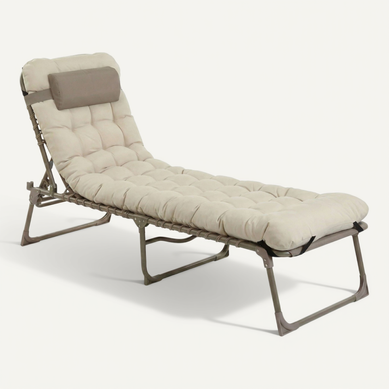 Chaise Longue Pliante Taupe Avec Coussin Déperlant Chaise Longue Pliante Taupe Avec Coussin Déperlant