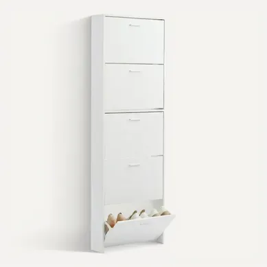 Meuble à Chaussures 5 Abattants, 15 Paires, Blanc Meuble à Chaussures 5 Abattants, 15 Paires, Blanc